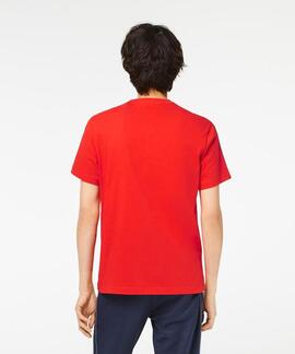 CAMISETA LACOSTE REGULAR FIT ROJA CON CINTA DEPORTIVA