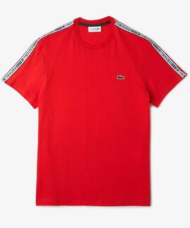 CAMISETA LACOSTE REGULAR FIT ROJA CON CINTA DEPORTIVA