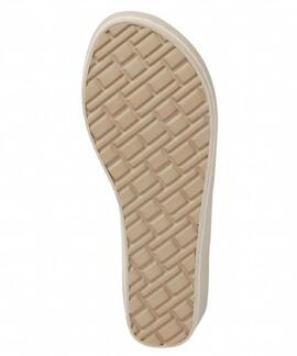 CHANCLAS DE CUÑA ALTA BEIGE CON LOGO