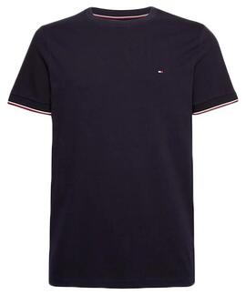 CAMISETA PIQUÉ TIPPING SLIM FIT AZUL MARINO