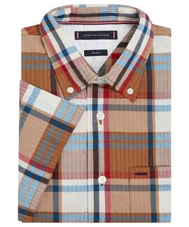 CAMISA MANGA CORTA AIR COTTON BOLD TARTÁN CAMEL