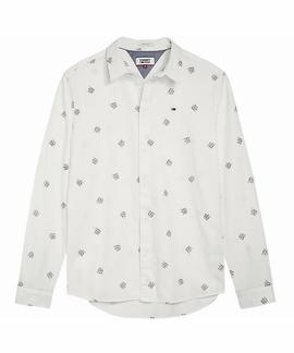 TJM TOMMY PRINT SHIRT REGULAR FIT CLASSIC WHITE