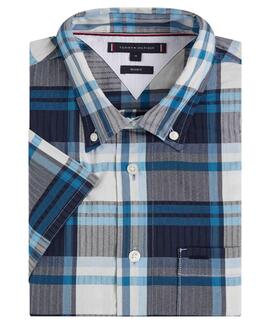 CAMISA MANGA CORTA AIR COTTON BOLD TARTÁN AZUL