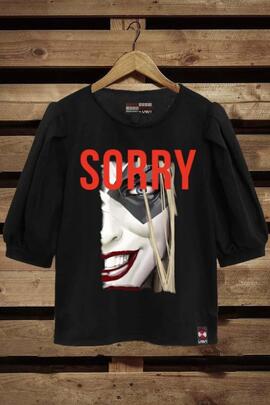 CAMISETA DE MUJER SORRY NEGRA