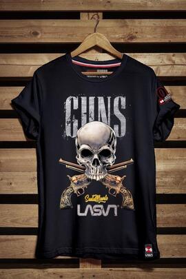 CAMISETA DE HOMBRE GUNS NEGRA