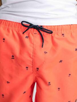 BAÑADOR PETROL MICRO PRINT NARANJA FLUOR