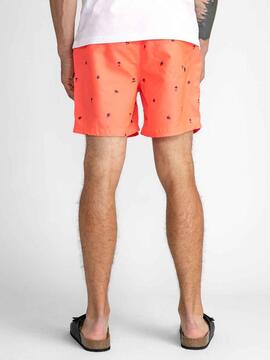 BAÑADOR PETROL MICRO PRINT NARANJA FLUOR