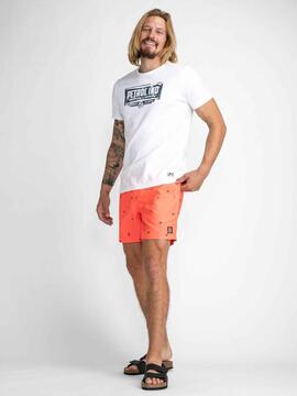 BAÑADOR PETROL MICRO PRINT NARANJA FLUOR