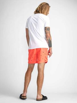 BAÑADOR PETROL MICRO PRINT NARANJA FLUOR