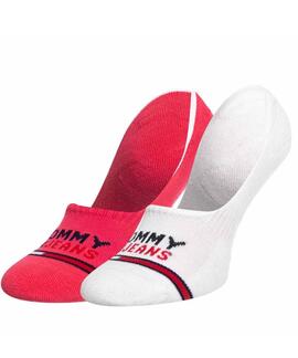 PIMKIES UNISEX TOMMY JEANS NO SHOW 2 PACK ROSA Y BLANCO