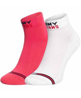 CALCETINES BAJOS UNISEX TOMMY JEANS 2 PACK ROSA Y BLANCO