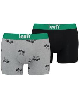 LEVI'S® MEN CHERRY AOP BOXER BRIEF GREY / BLACK