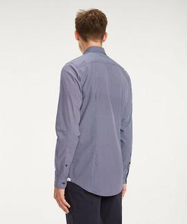 ESSENTIAL MICRO DOT SHIRT SLIM FIT MEDIEVAL BLUE