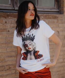 CAMISETA UNISEX MARILYN PRINCESA ROCKERA BLANCO