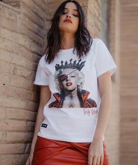 CAMISETA UNISEX MARILYN PRINCESA ROCKERA BLANCO