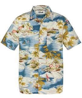 CAMISA MANGA CORTA SH HEAVEN2 CON ESTAMPADO TROPICAL