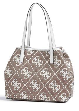 BOLSO SHOPPER VIKKY TOTE LOGO 4G CAMEL Y BLANCO