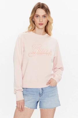 SUDADERA GUESS SCRIPT LOGO ROSA