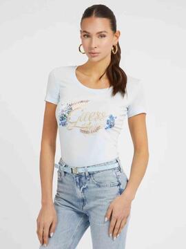 CAMISETA EMBELLISH LOGO CELESTE