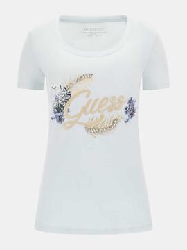 CAMISETA EMBELLISH LOGO CELESTE