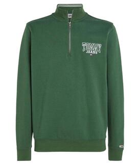 SUDADERA REGULAR FIT VERDE CUELLO PERKINS CON CREMALLERA