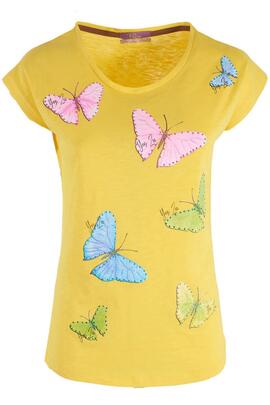 CAMISETA DE MUJER MARIPOSAS AMARILLA