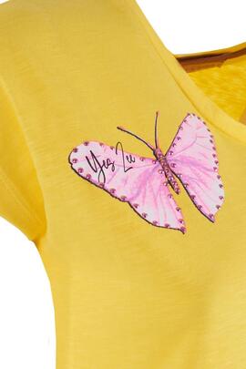 CAMISETA DE MUJER MARIPOSAS AMARILLA