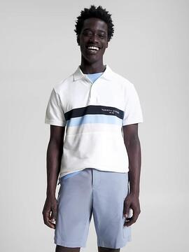 POLO CHEST COLOURBLOCK SLIM FIT BLANCO