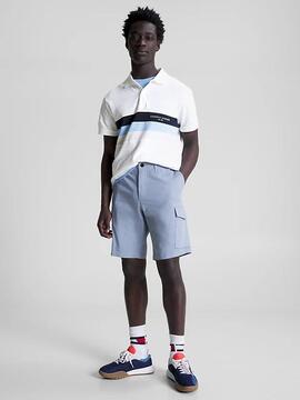 POLO CHEST COLOURBLOCK SLIM FIT BLANCO