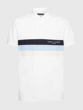 POLO CHEST COLOURBLOCK SLIM FIT BLANCO