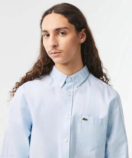 CAMISA LACOSTE REGULAR FIT OXFORD CELESTE