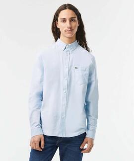 CAMISA LACOSTE REGULAR FIT OXFORD CELESTE