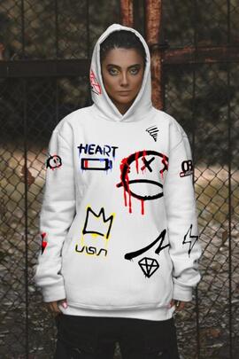 SUDADERA DE MUJER GRAFFIC BLANCA