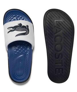 CHANCLAS DE HOMBRE LACOSTE CROCO DUALISTE BLANCA Y AZUL