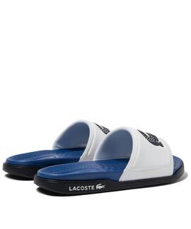 CHANCLAS DE HOMBRE LACOSTE CROCO DUALISTE BLANCA Y AZUL