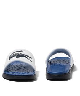 CHANCLAS DE HOMBRE LACOSTE CROCO DUALISTE BLANCA Y AZUL