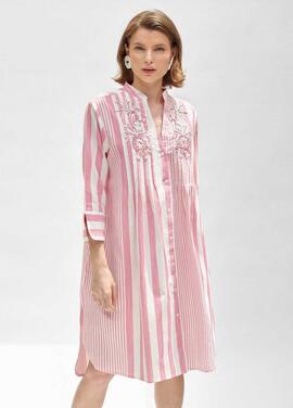 KAFTAN BLANCO CON RAYAS ROSAS