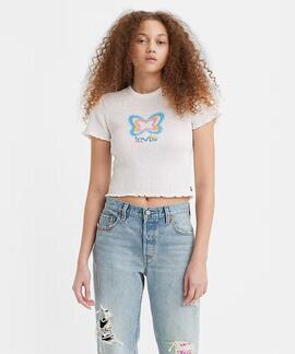 TOP LEVI’S® GRAPHIC POPCORN TEE BUTTERFLY BRIGHT WHITE