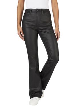 PANTALÓN VAQUERO DION FLARE DENIM ENCERADO NEGRO