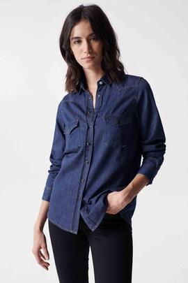 CAMISA VAQUERA SLIM FIT EN DENIM AZUL INDIGO