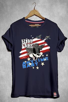 CAMISETA HOMBRE FREE AZUL MARINO