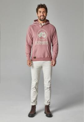 SUDADERA SLIM FIT ROSA CON LOGO GRIS