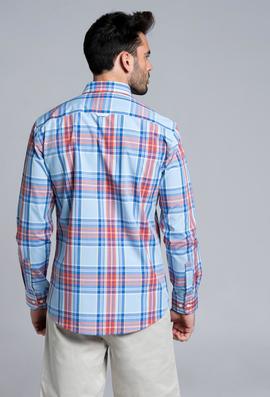 CAMISA H TARTAN CELESTE