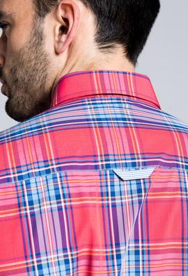 CAMISA H TARTAN CORAL