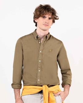 CAMISA LISA TWILL GARMENT DYED VERDE CAQUI