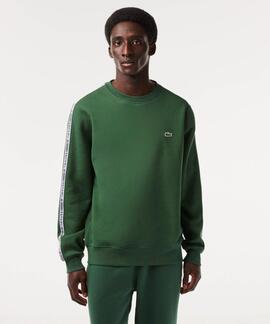 SUDADERA LACOSTE REGULAR FIT VERDE CON CINTA DEPORTIVA