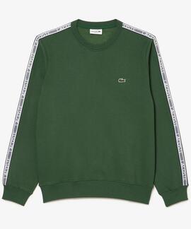 SUDADERA LACOSTE REGULAR FIT VERDE CON CINTA DEPORTIVA