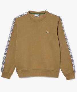 SUDADERA LACOSTE REGULAR FIT CAMEL CON CINTA DEPORTIVA