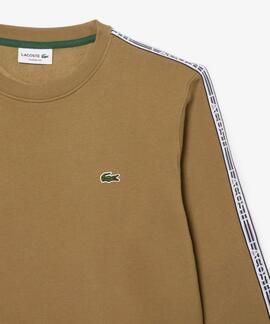 SUDADERA LACOSTE REGULAR FIT CAMEL CON CINTA DEPORTIVA