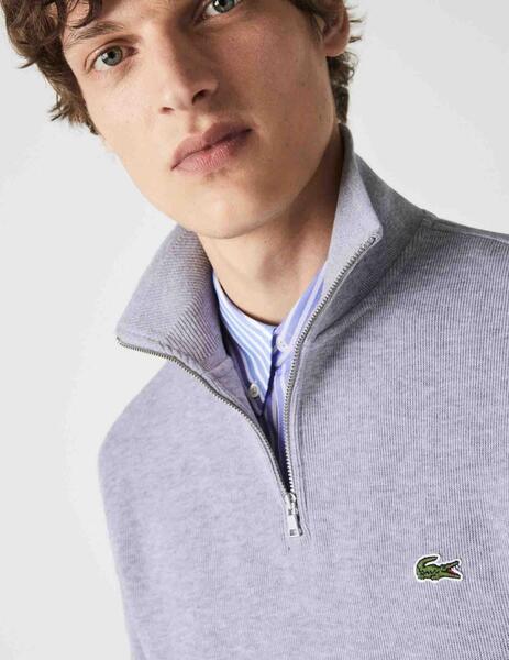 Jersey Lacoste Cuello Pico Gris Para Hombre